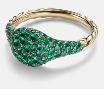 Pinky Ring Petite Pavé aus 18kt Gelbgold mit Smaragden