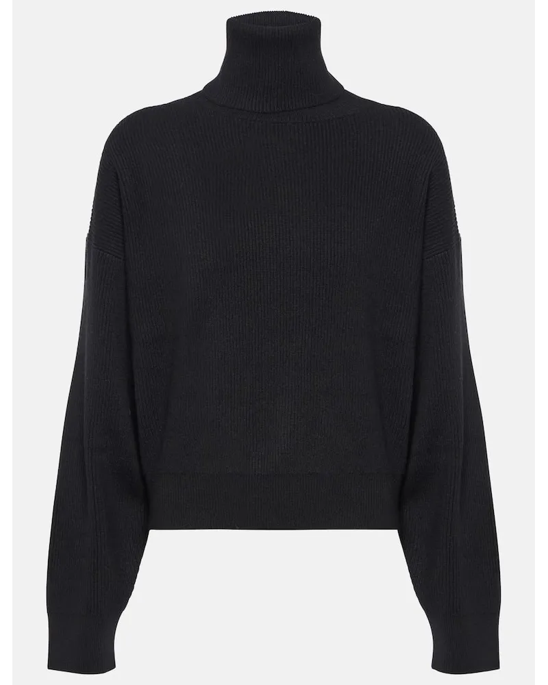Brunello Cucinelli Rollkragenpullover aus Wolle, Kaschmir und Seide Schwarz
