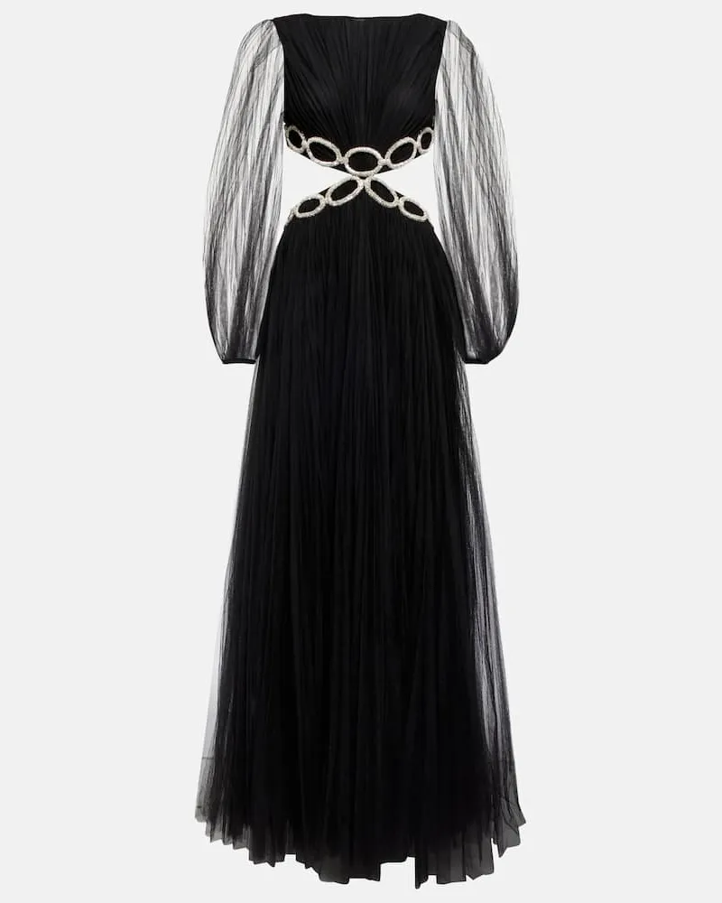 Valentino Garavani Verzierte Robe aus Tüll Schwarz