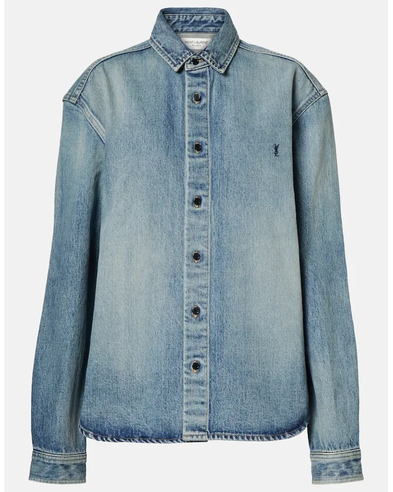 Saint Laurent Jeanshemd Cassandre Blau
