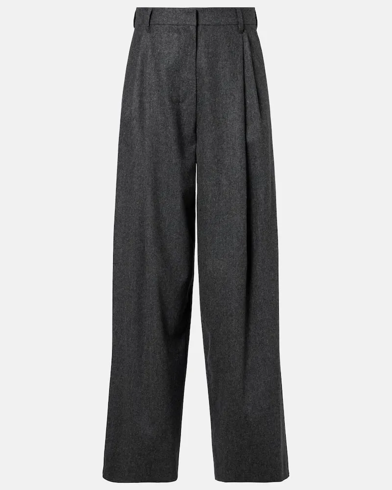 Max Mara Gerade High-Rise-Hose aus Wolle Grau
