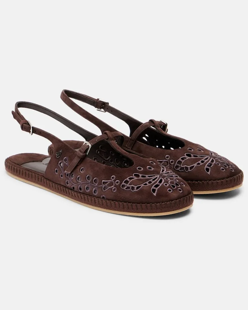 Jimmy Choo Bestickte Espadrilles Amiee aus Veloursleder Braun