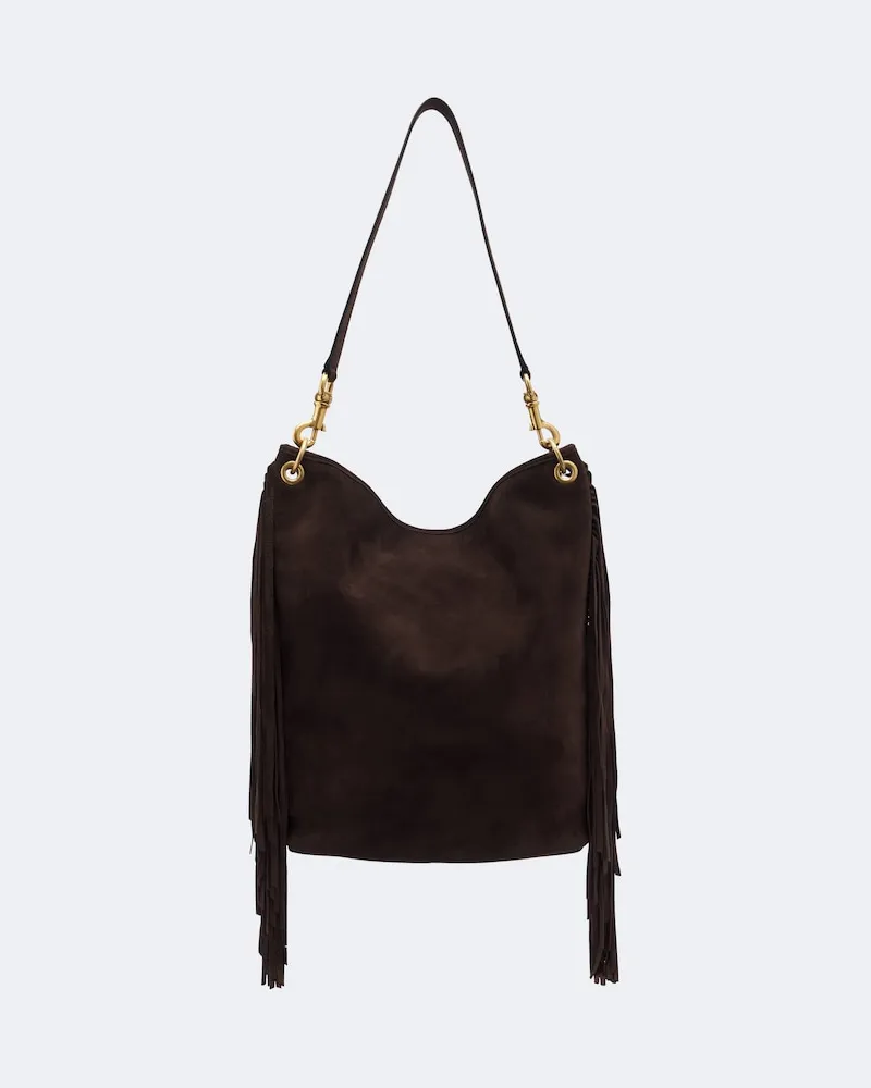 Nili Lotan Schultertasche Asher aus Veloursleder Braun