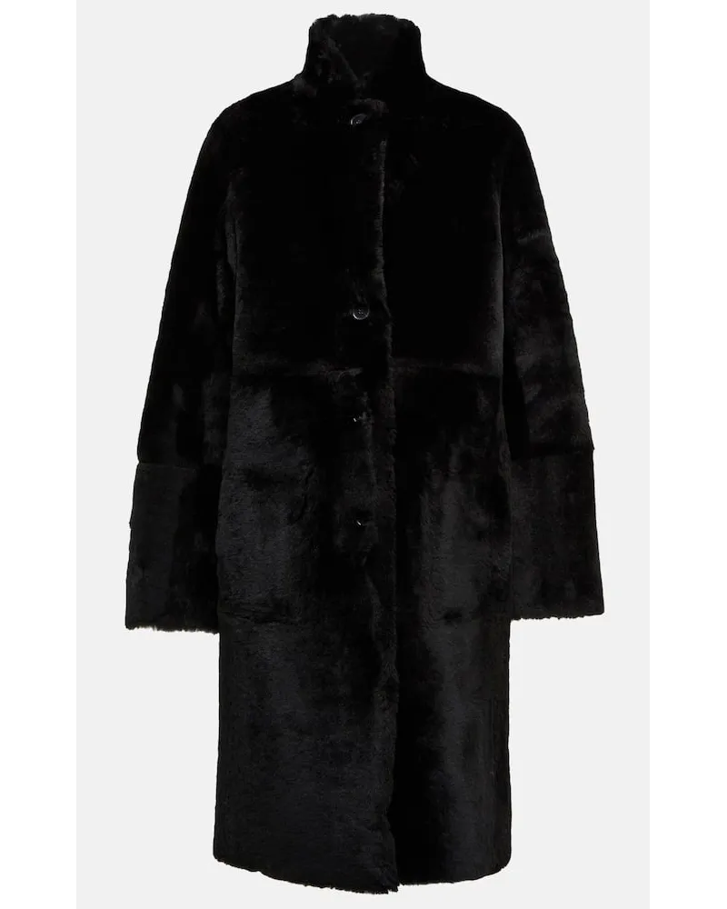 Joseph Wendbarer Mantel Brittany aus Leder und Shearling Schwarz