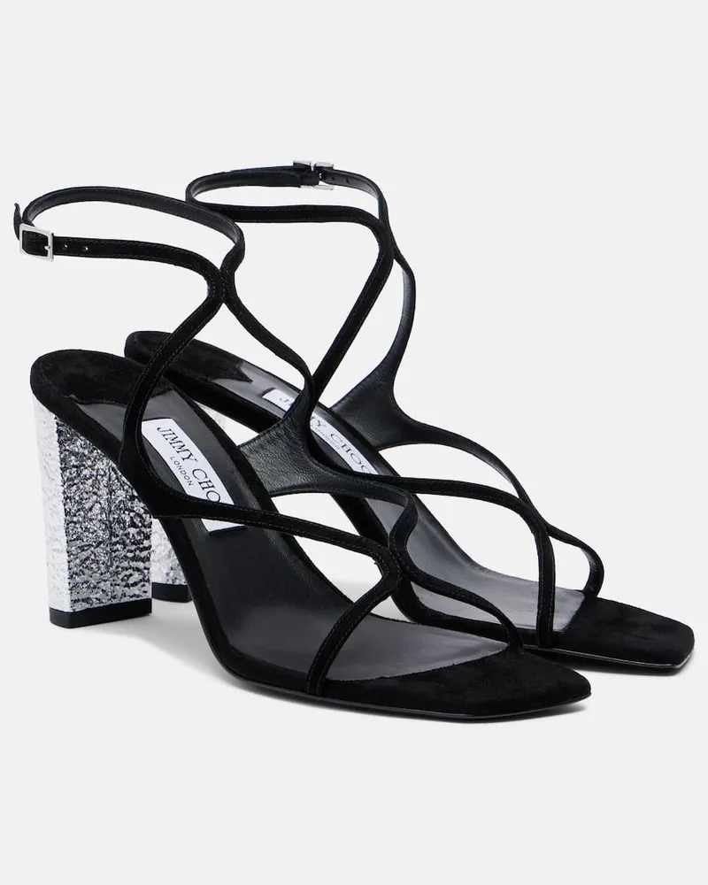 Jimmy Choo Sandalen Azie 85 aus Veloursleder Schwarz