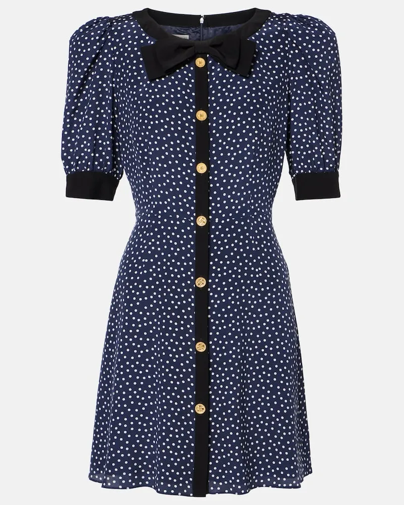 Alessandra Rich Bedrucktes Minikleid aus Seide Blau