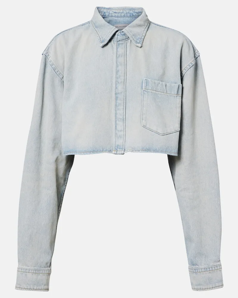 Balenciaga Cropped-Hemd aus Denim Blau