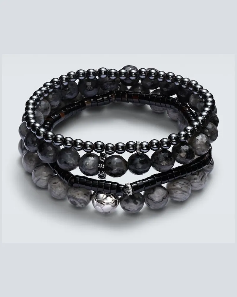 Sydney Evan Set aus vier Armbändern mit 14kt Weißgold und Diamanten Silber