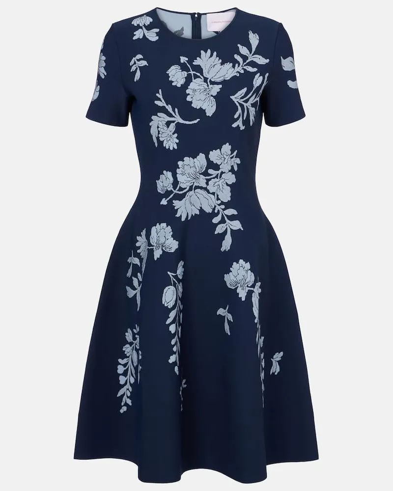 Carolina Herrera New York Midikleid aus Jacquard Blau