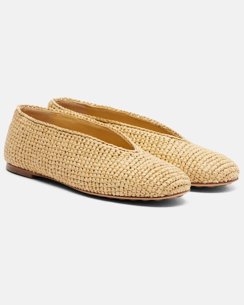 Bottega Veneta Ballerinas Rosa aus Raffiabast Beige