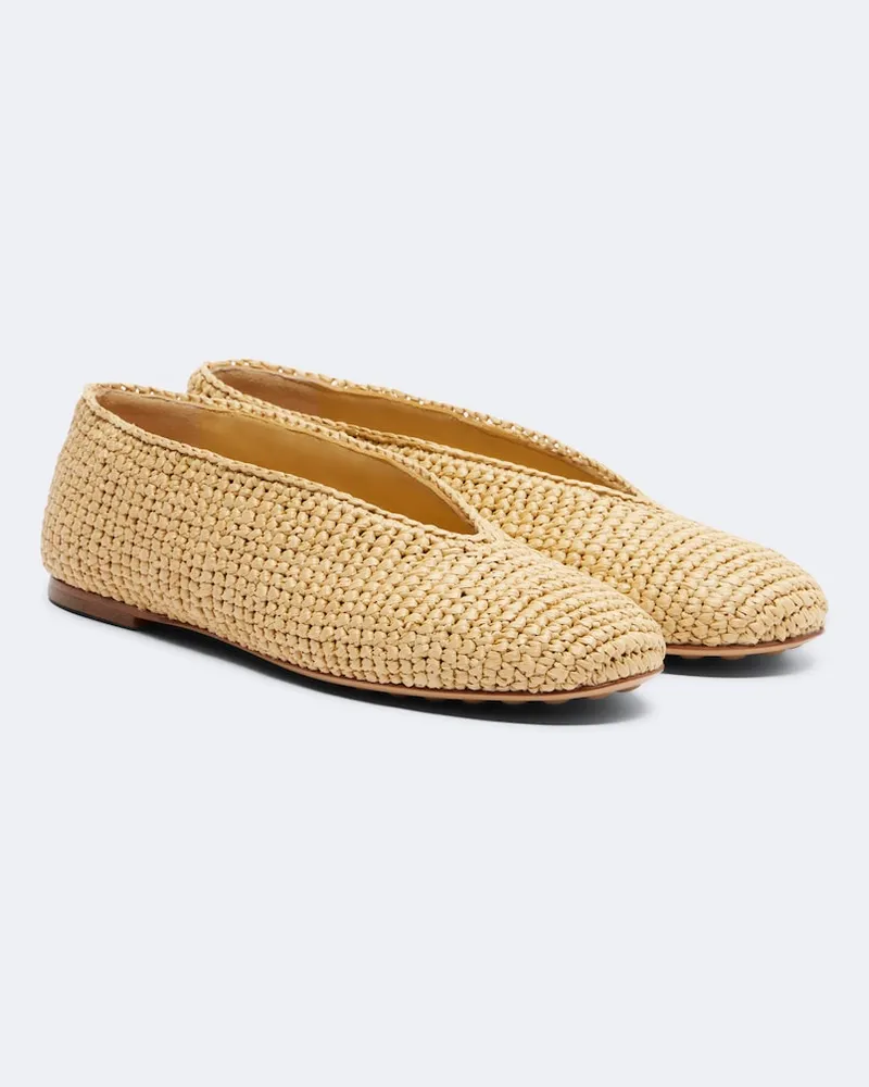 Bottega Veneta Ballerinas Rosa aus Raffiabast Beige