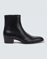 Saint Laurent Ankle Boots Wyatt aus Leder Schwarz