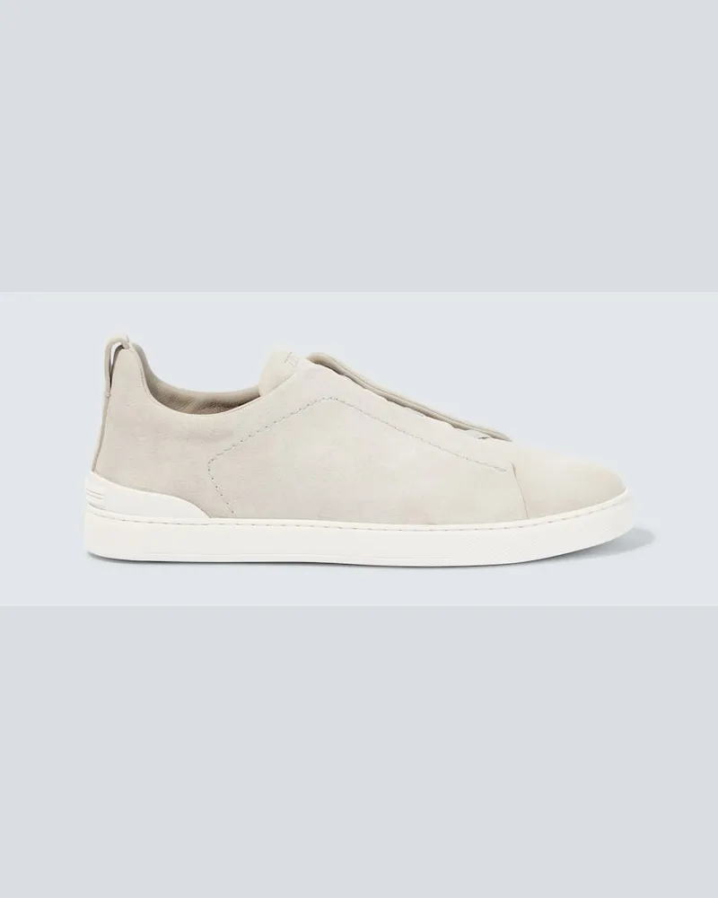 Ermenegildo Zegna Sneakers Triple Stitch aus Veloursleder Weiß