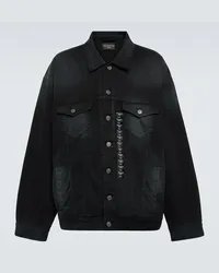 Balenciaga Oversize-Jeansjacke Size Sticker Schwarz