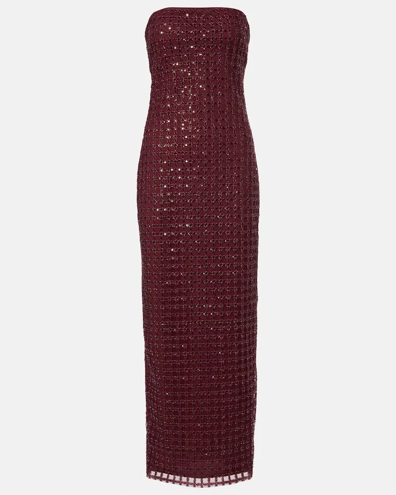 ROTATE Birger Christensen Maxikleid mit Pailletten Rot