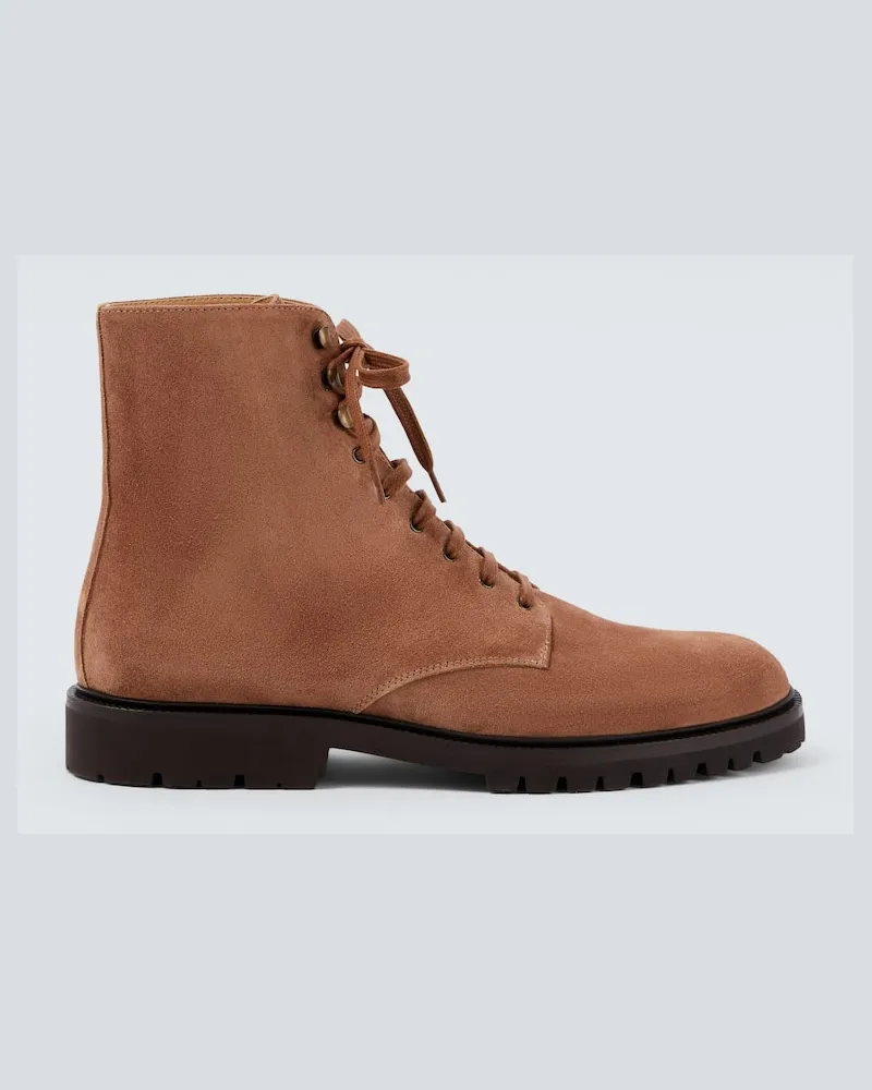 Brunello Cucinelli Schnürstiefel aus Veloursleder Braun