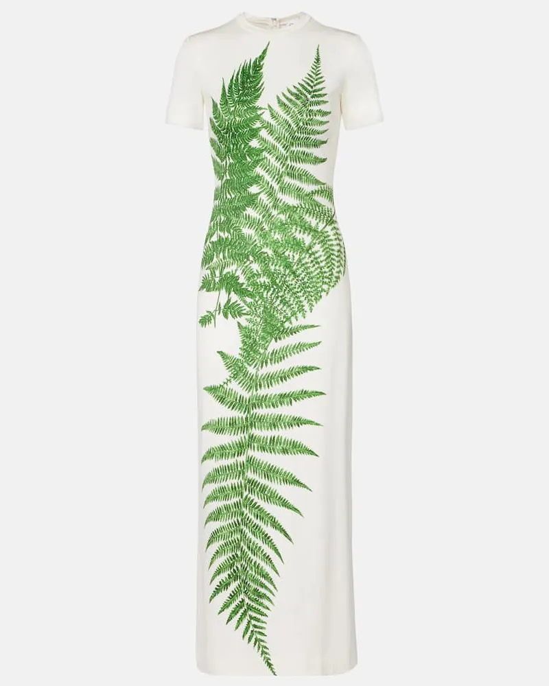 Oscar de la Renta Bedrucktes Midikleid aus Jersey Weiß