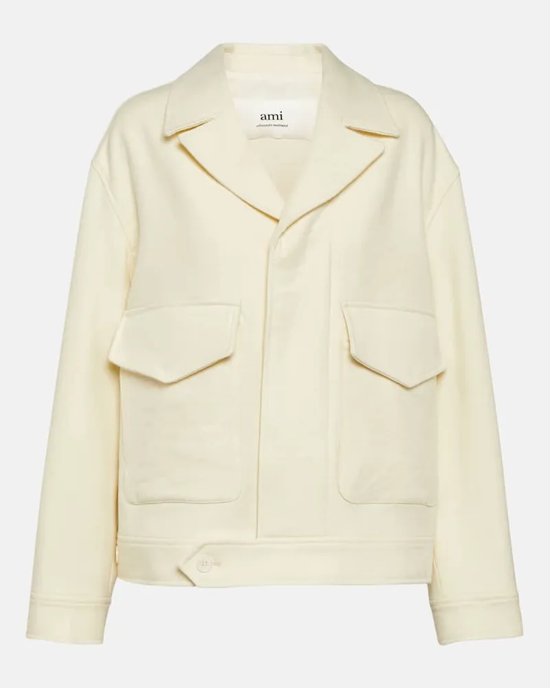 AMI Paris Oversize-Jacke aus Wolle Weiß