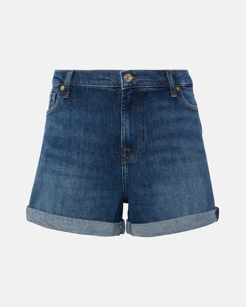 7 for all mankind Mid-Rise Jeansshorts Blau
