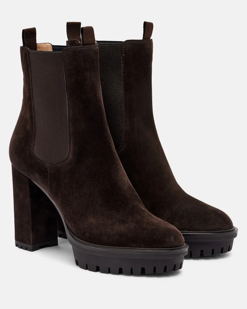 Gianvito Rossi Ankle Boots 90 aus Veloursleder Braun