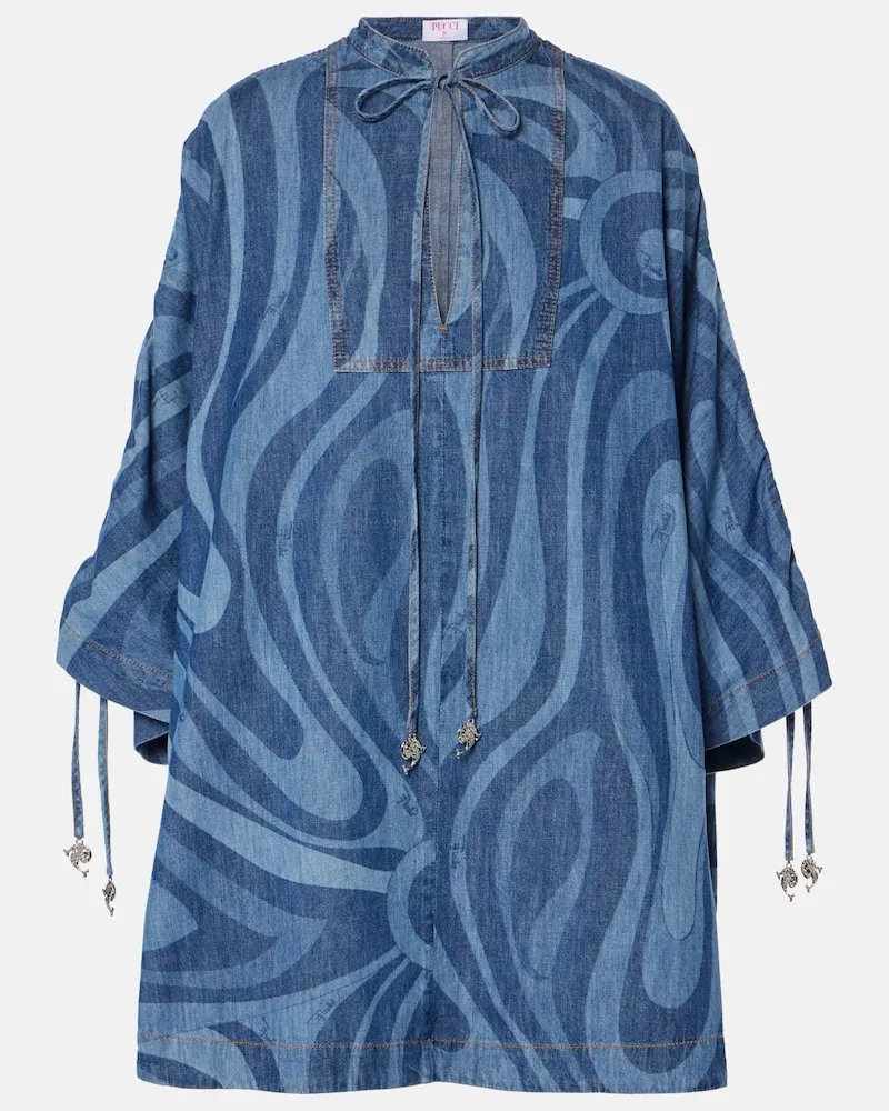 Emilio Pucci Minikleid Marmo aus Denim Blau