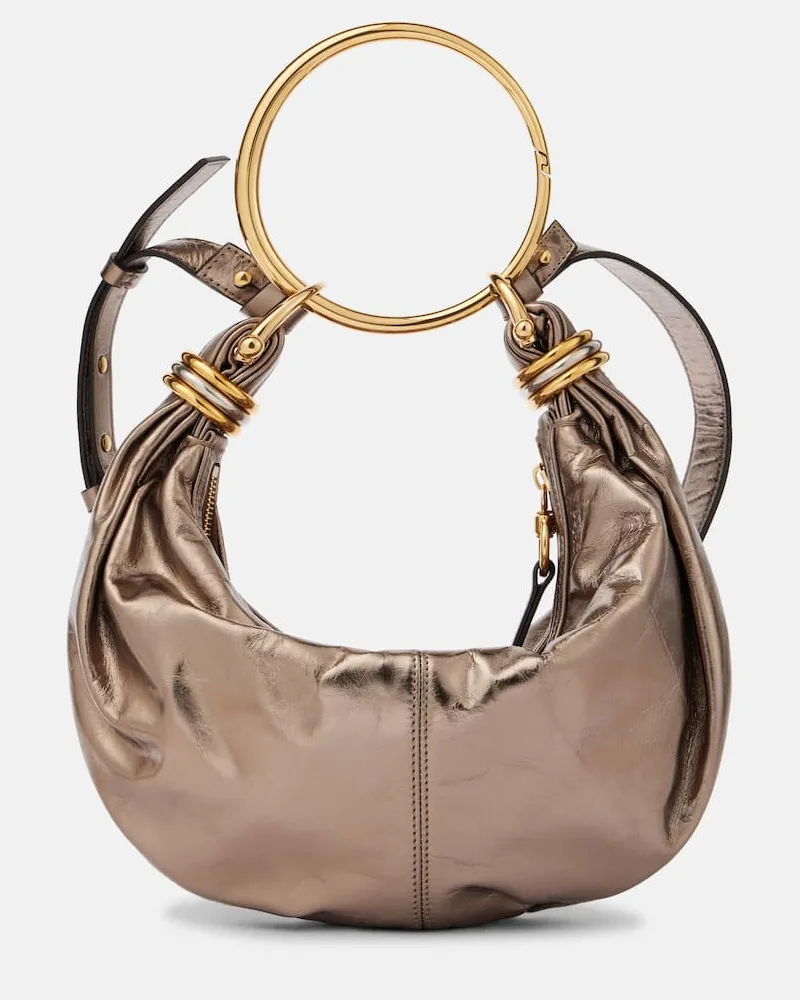 Chloé Chloé Schultertasche Bracelet Small aus Leder Grau