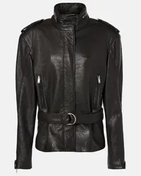 Saint Laurent Oversize-Lederjacke Schwarz