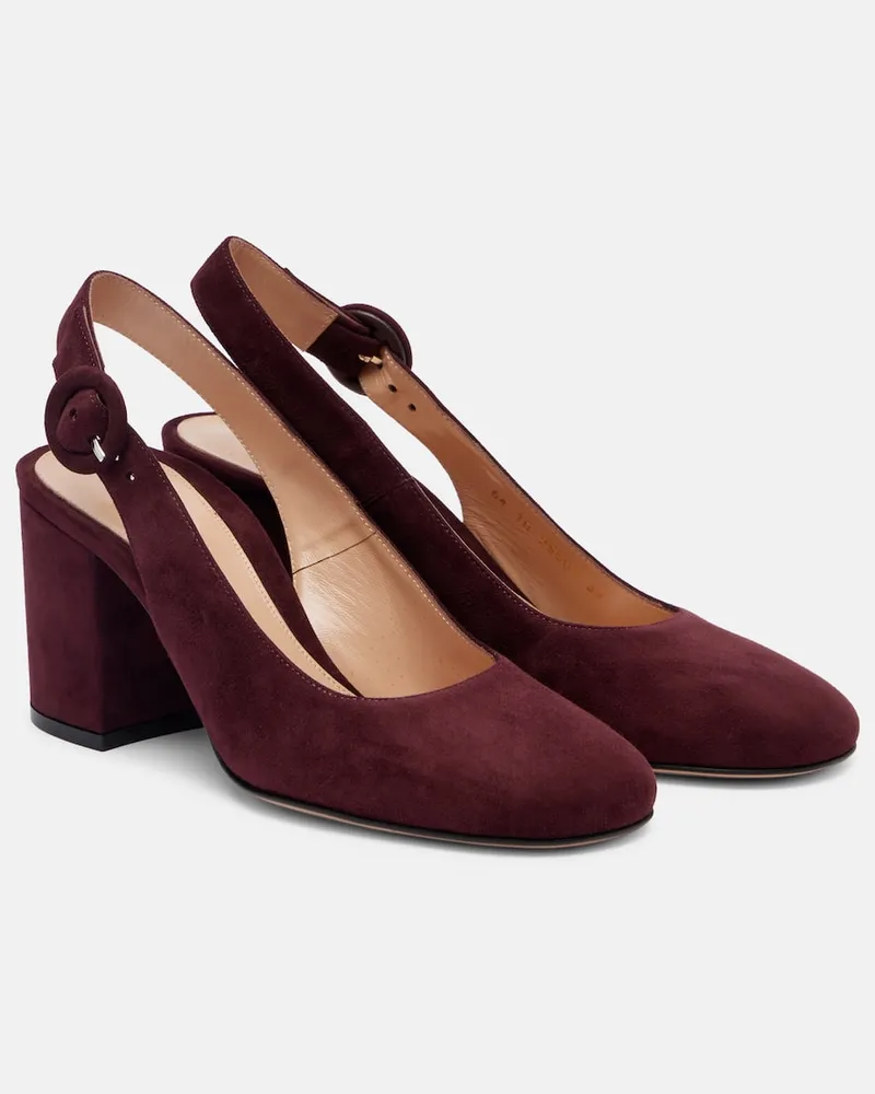 Gianvito Rossi Slingback-Pumps aus Veloursleder Burgunderrot