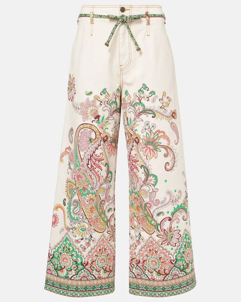 Etro Weite Hose aus einem Baumwollgemisch Multicolor