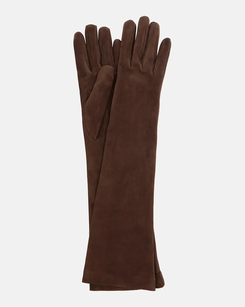 Brunello Cucinelli Handschuhe aus Veloursleder Braun
