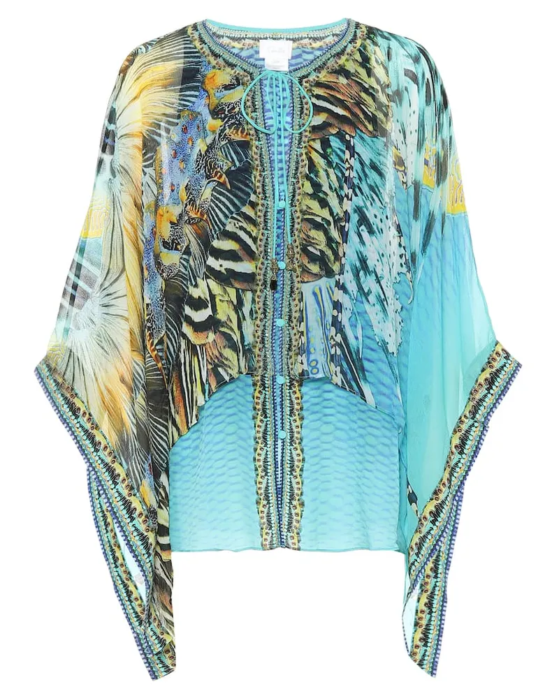 Camilla Bedruckte Bluse aus Seide Blau