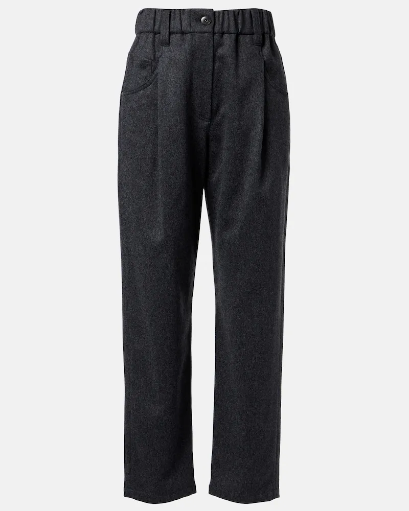 Brunello Cucinelli Gerade Hose aus Wolle Grau