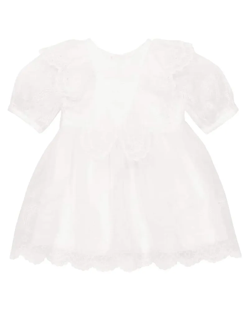 Stella McCartney Kids Baby Besticktes Kleid aus Seide Weiß