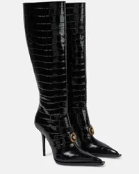 Versace Stiefel Medusa aus Lackleder Schwarz