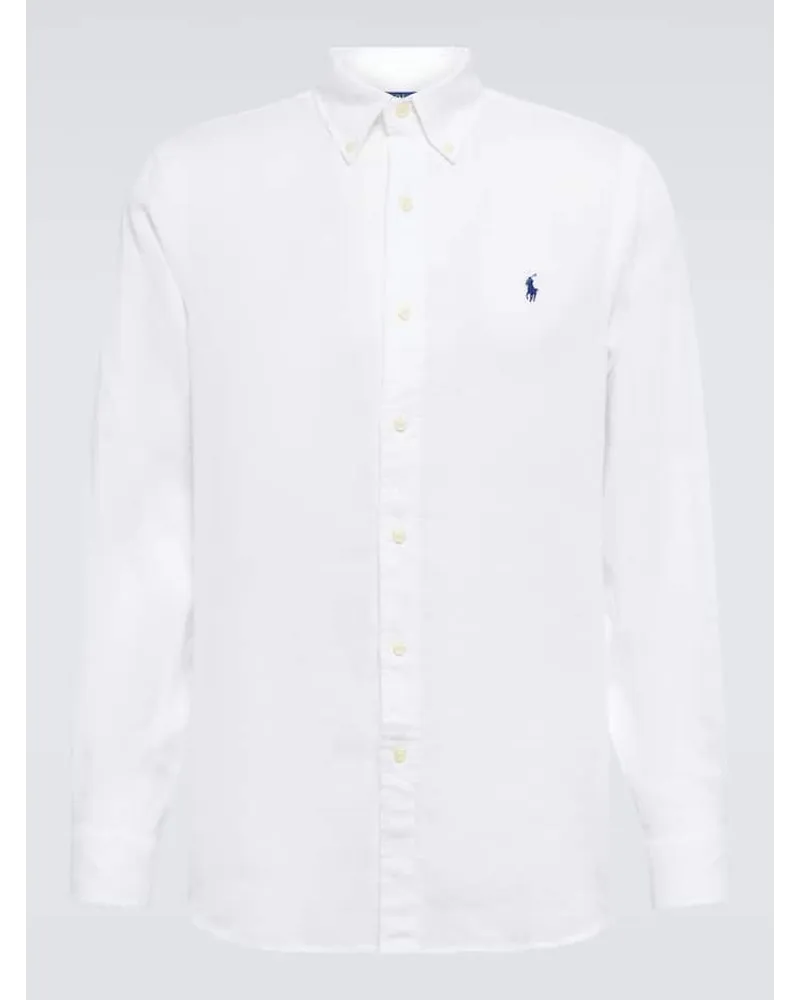 Ralph Lauren Besticktes Hemd aus Leinen Weiss