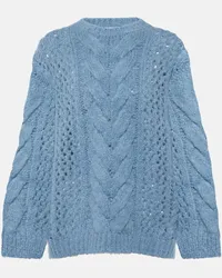 Brunello Cucinelli Pullover Aran aus einem Alpakawollgemisch Blau