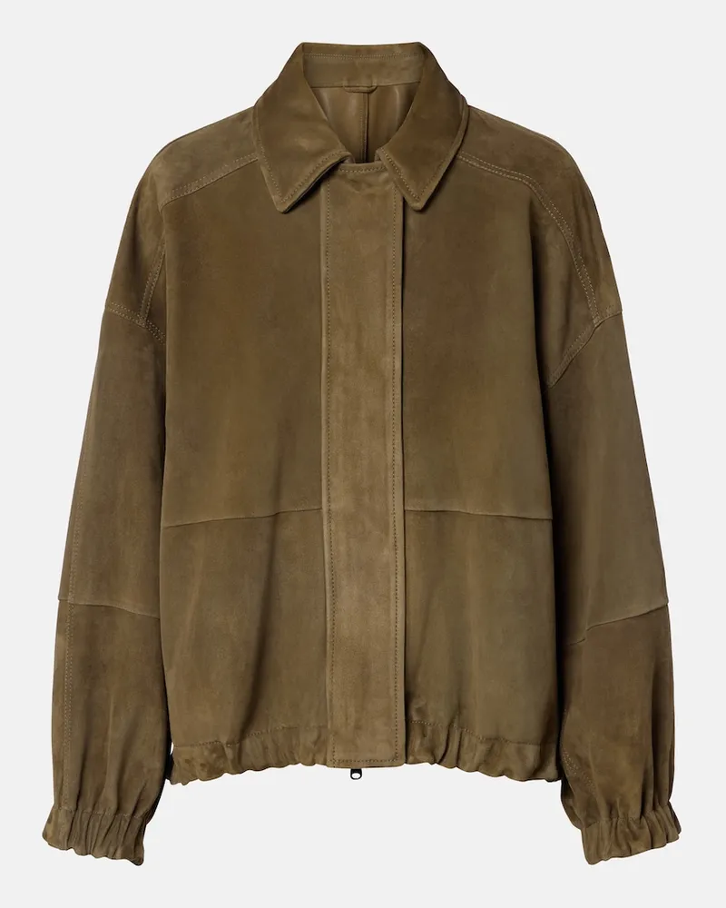 Brunello Cucinelli Jacke aus Veloursleder Grün