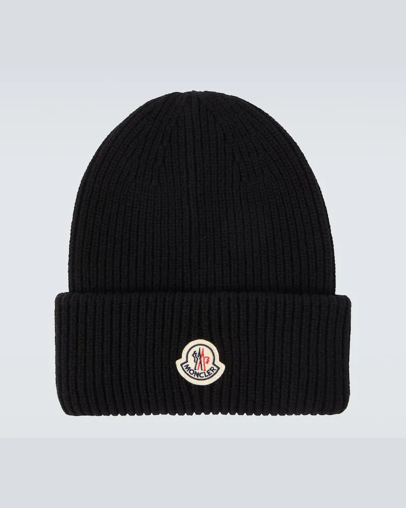 Moncler Mütze aus Wolle und Kaschmir Schwarz