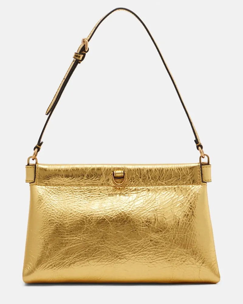 Etro Clutch Talk Small aus Metallic-Leder Gold