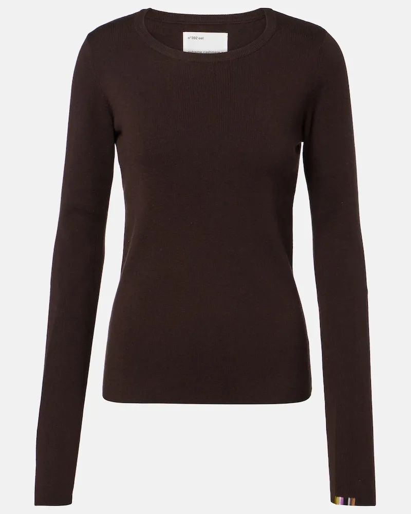extreme cashmere Pullover N°392 Eel aus Baumwolle und Kaschmir Braun