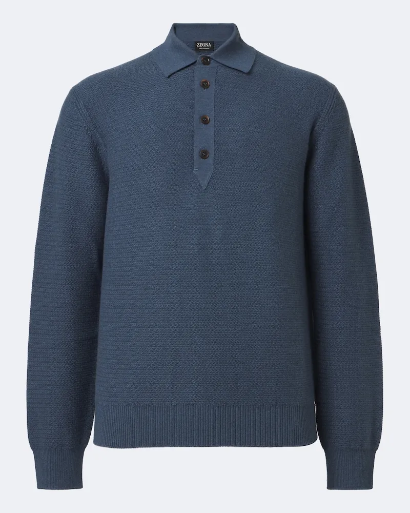 Ermenegildo Zegna Polopullover aus Kaschmir Blau