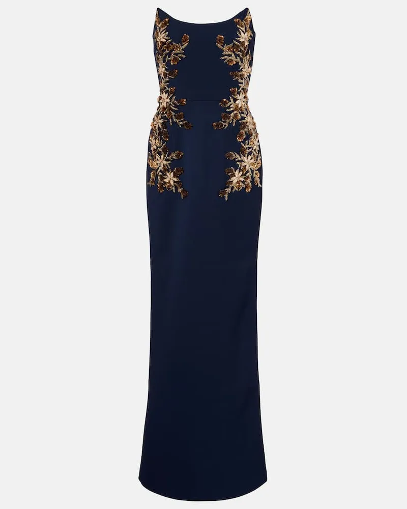 Rebecca Vallance Verzierte Robe Orla aus Crêpe Blau