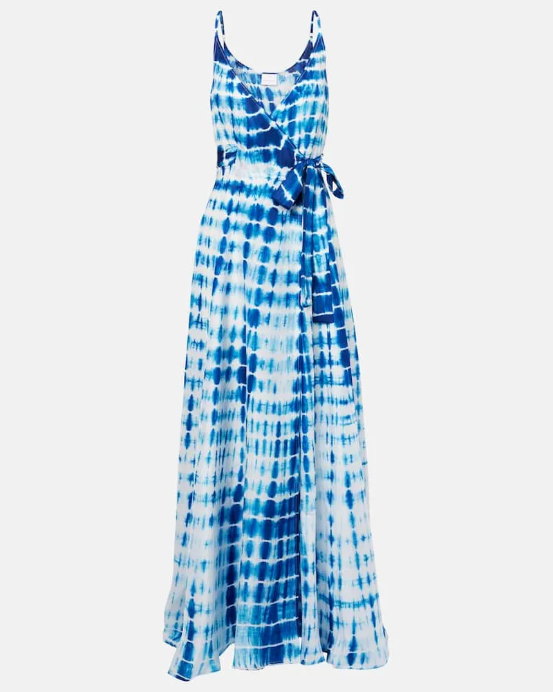 Anna Kosturova Wickelkleid aus Seide Blau