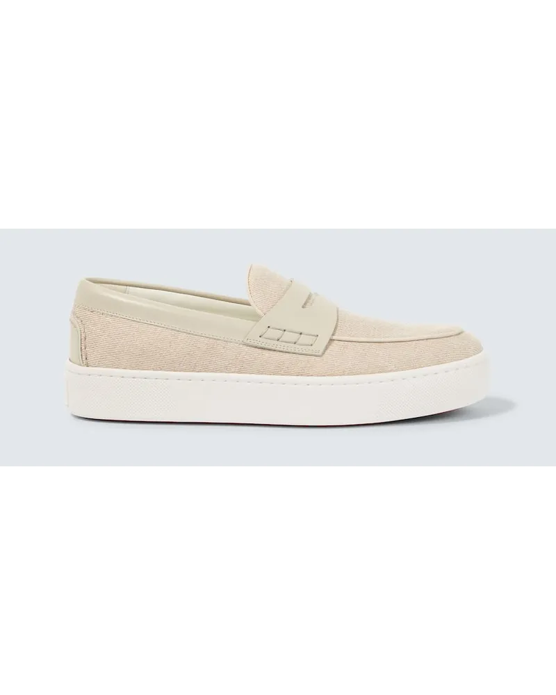 Christian Louboutin Loafers Paqueboat aus Canvas und Leder Beige