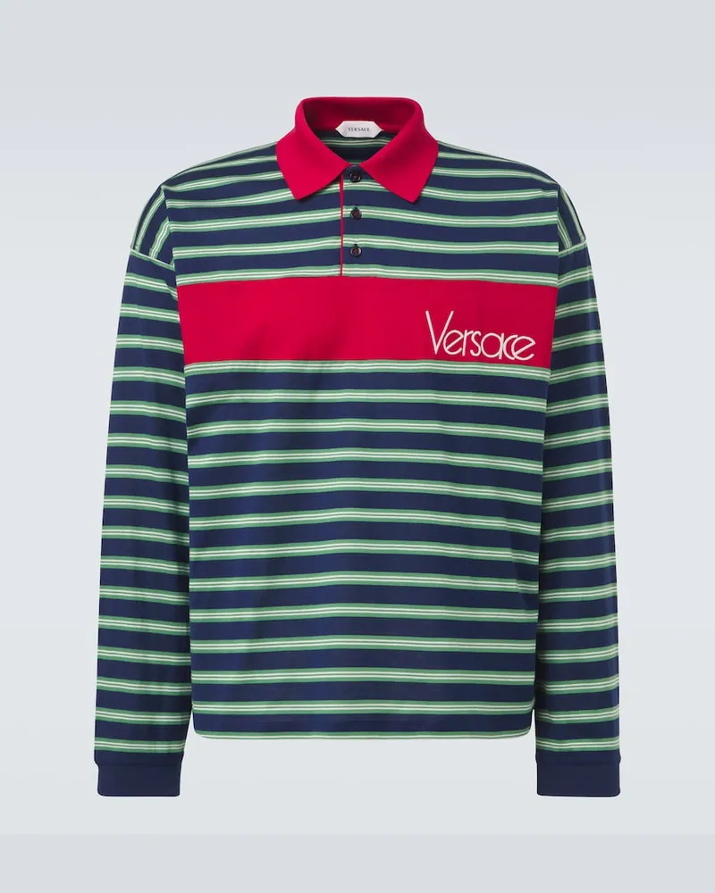 Versace Polohemd aus Baumwoll-Jersey Blau