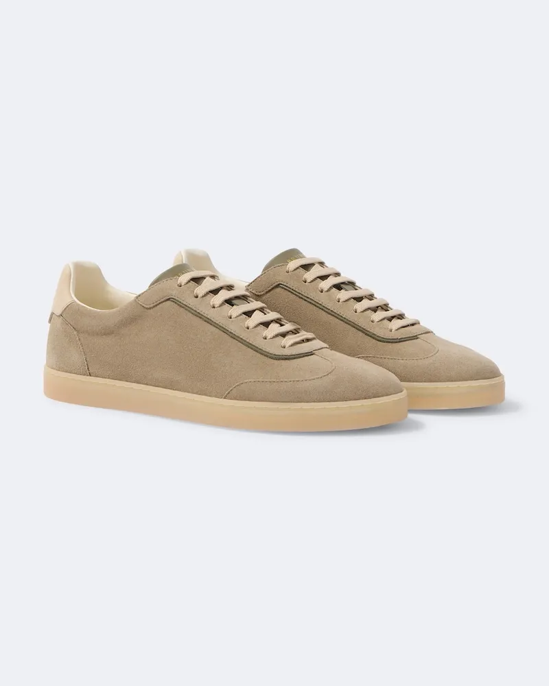 Brunello Cucinelli Sneakers aus Veloursleder mit Leder Beige