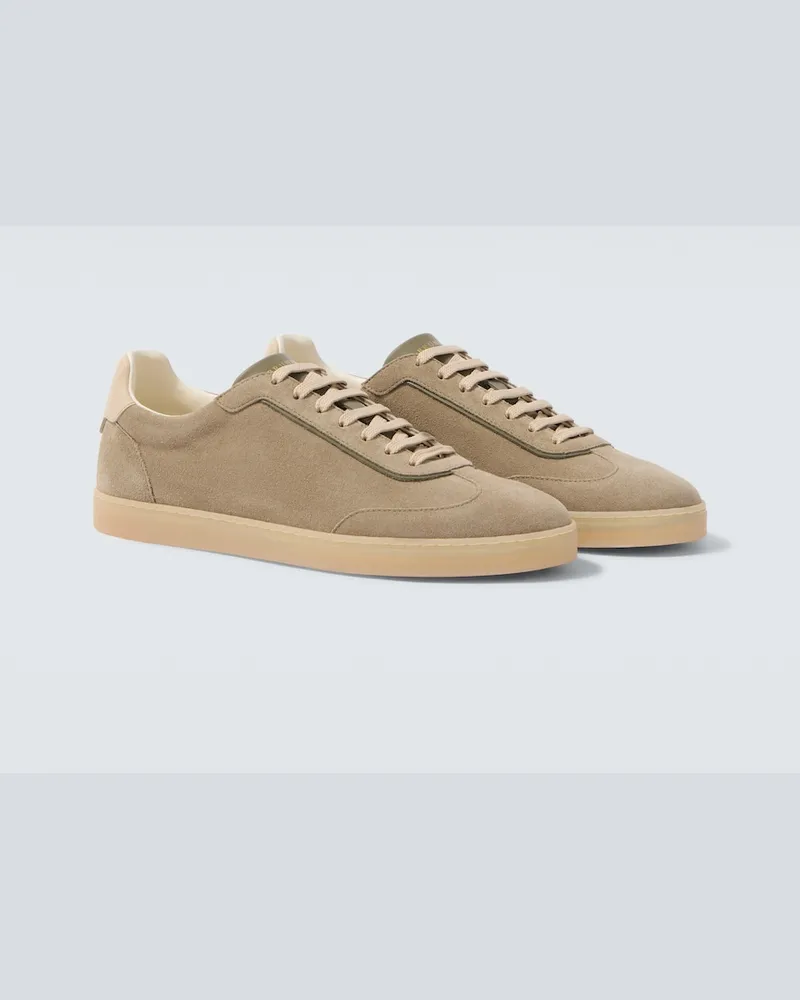 Brunello Cucinelli Sneakers aus Veloursleder mit Leder Beige