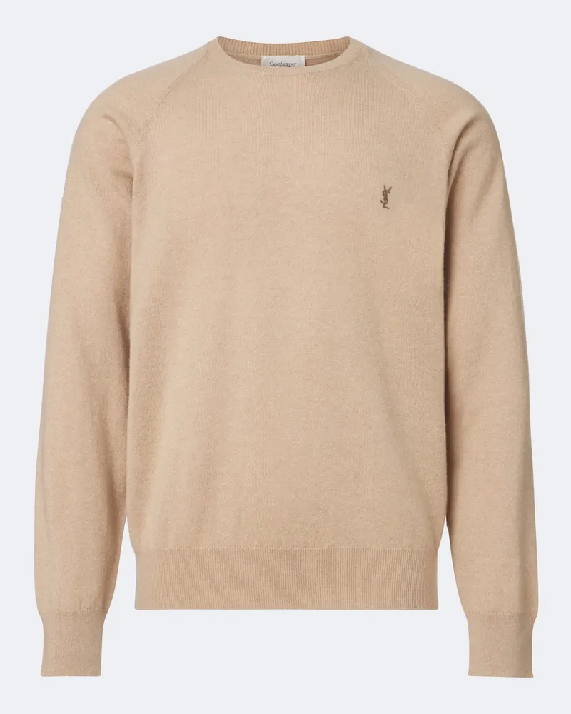 Saint Laurent Pullover Cassandre aus Kaschmir Beige