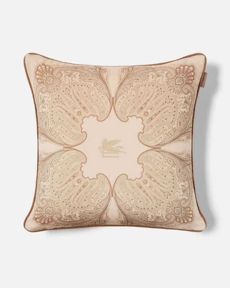 Etro Kissen Kiri aus Baumwollsamt Beige
