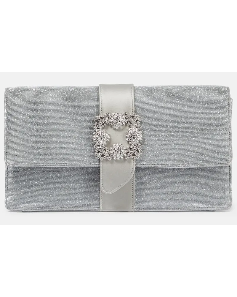 Manolo Blahnik Clutch Capri Glitter mit Kristallen Metallic